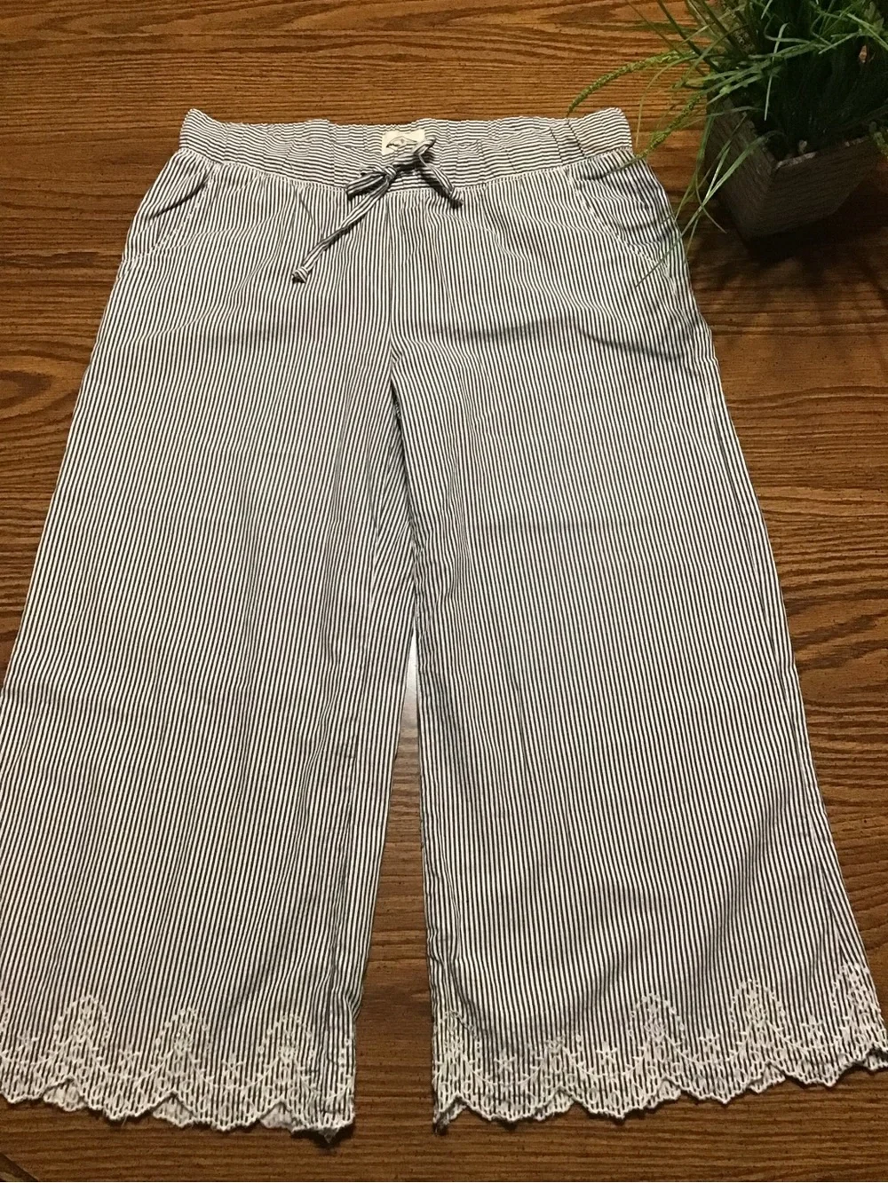 St. John's Bay  Striped Wide-Leg Cropped Pants